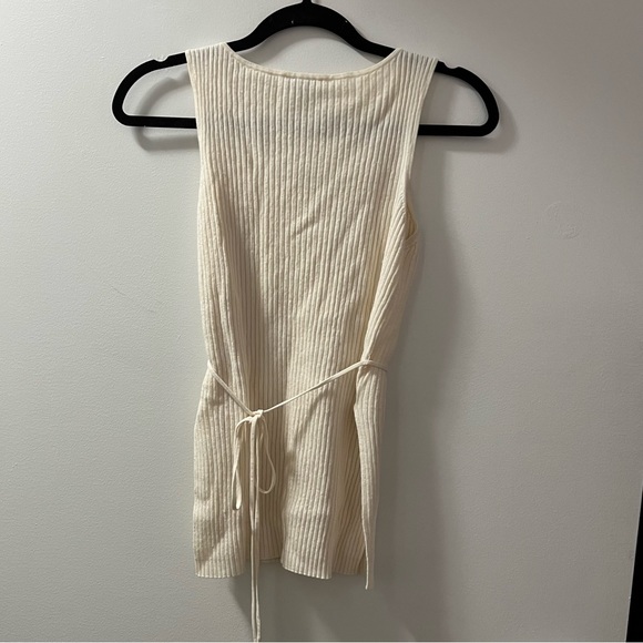 Babaton by Aritzia Wool Blend Waist Tie Cream Tunic - Picture 2 of 5